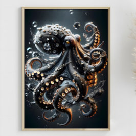 Póster Noir Octopus Fantasía Tentáculos Surrealistas De C