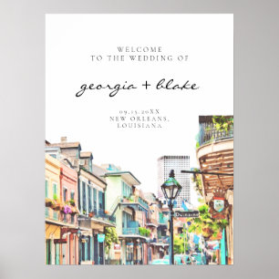 Póster NOLA   Bienvenida Boda de la acuarela de Nueva Orl