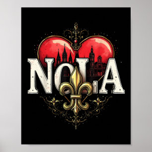 Póster Nola Fleur-de-lis Heart Nola Stron
