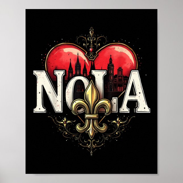 Póster Nola Fleur-de-lis Heart Nola Stron (Frente)