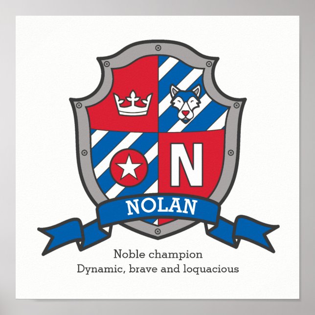 Póster Nolan boys letra N significa escudo herálico (Frente)