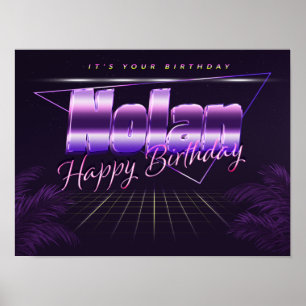 Póster Nolan Nombre Vorname lila retro Poster Geburtstag