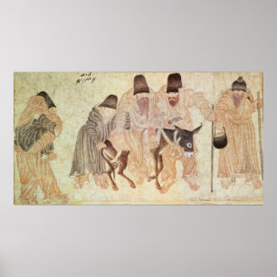 Póster Nómadas mongoles con burro, siglo XV