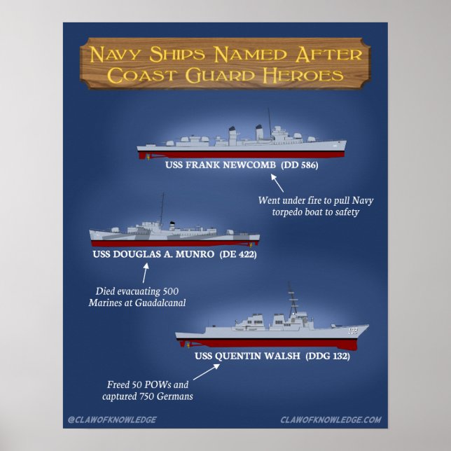 Póster Nombran barcos de la marina como héroes de la guar (Frente)