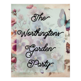 Póster Nombrar colores de color de agua Pansies de época 