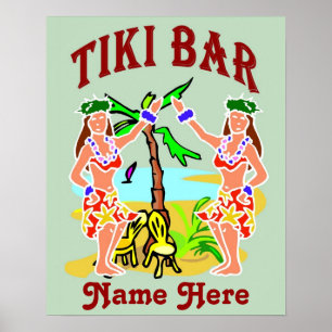 Póster Nombre adicional del Rótulo de la barra Tiki