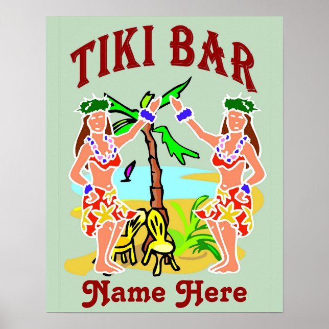 Póster Nombre adicional del Rótulo de la barra Tiki (Frente)