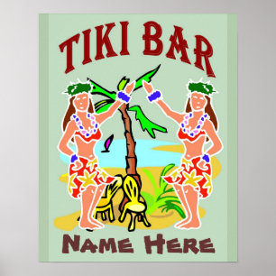 Póster Nombre adicional del Rótulo de la barra Tiki