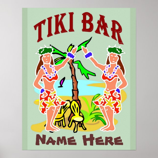 Póster Nombre adicional del Rótulo de la barra Tiki (Frente)