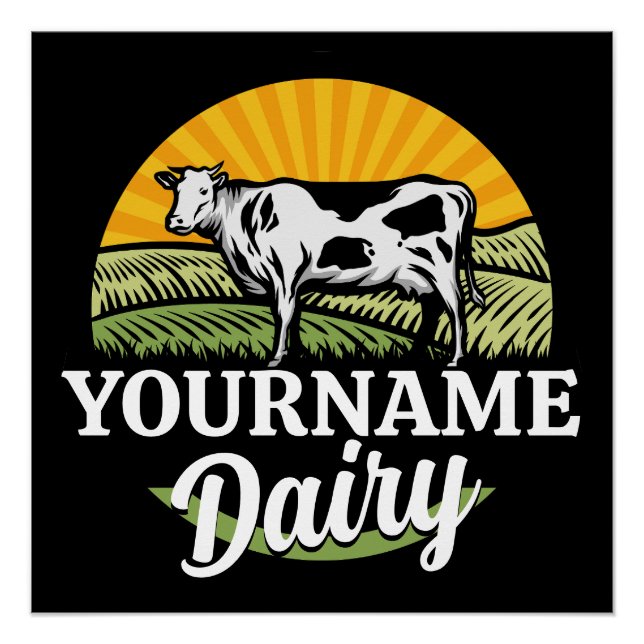 Póster NOMBRE ADICIONAL HORA Láctea Sunset Dairy Farm Gra (Anverso)