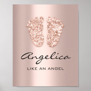 Póster nombre angelica significa regalo Rosa de pies de R