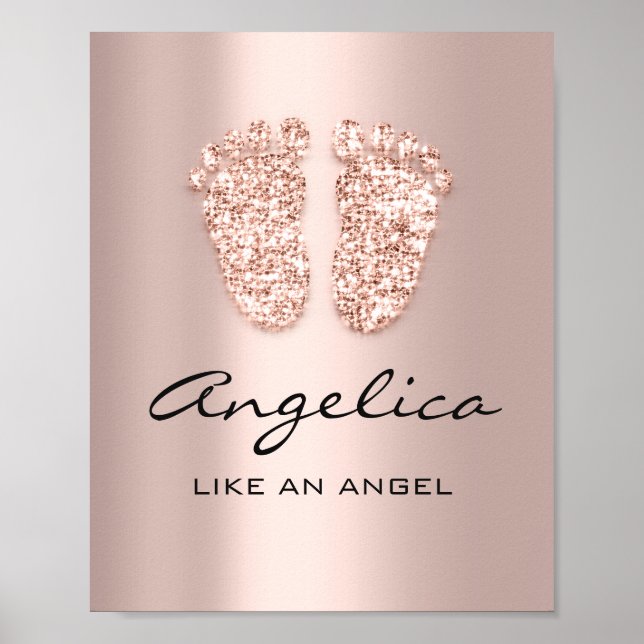 Póster nombre angelica significa regalo Rosa de pies de R (Frente)