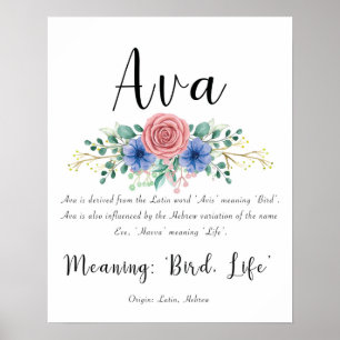 Póster Nombre Ava Significa Imprimir