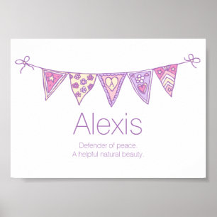 Póster Nombre de Alexis que significa amarre rosado