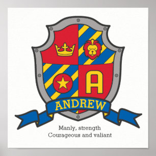 Póster Nombre de Andrew boys que significa poster de escu
