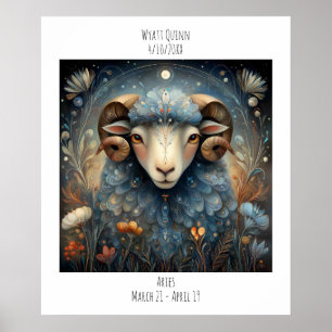 Póster Nombre de Aries Zodíaco Astrología y Cumpleaños