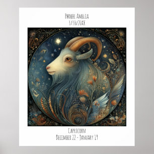 Póster Nombre de Astrología Zodiacal de Carpicornio y Cum
