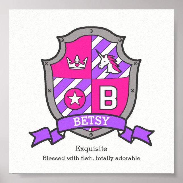 Póster Nombre de Betsy que significa poster escudo de la  (Frente)