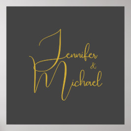 Póster Nombre de caligrafía Minimalista moderna boda