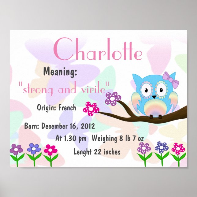 Póster Nombre de Charlotte significa guardería de sake (Frente)
