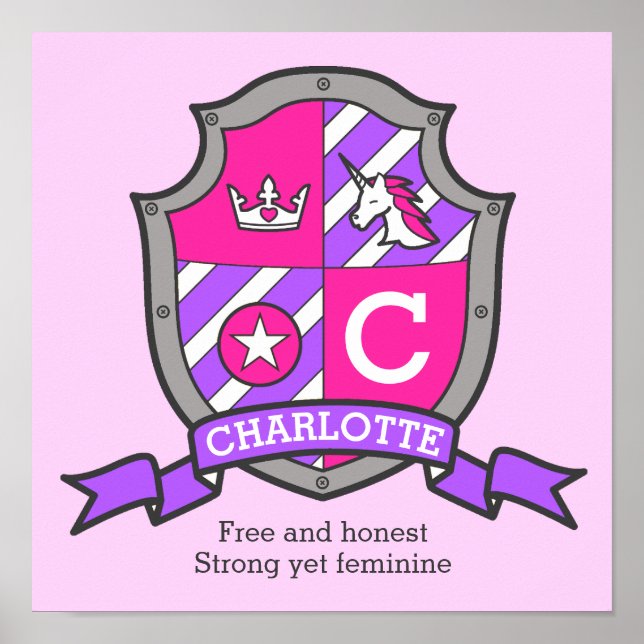 Póster Nombre de chicas de Charlotte que significa escudo (Frente)