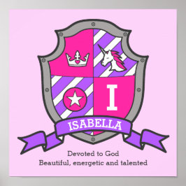 Póster Nombre de chicas de Isabella que significa escudo