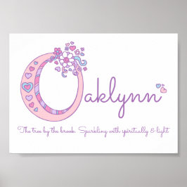 Póster Nombre de chicas de Oaklynn que significa letra pa