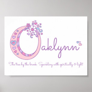 Póster Nombre de chicas de Oaklynn que significa letra pa