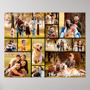Póster Nombre de Collage de 12 Fotos Único Simple