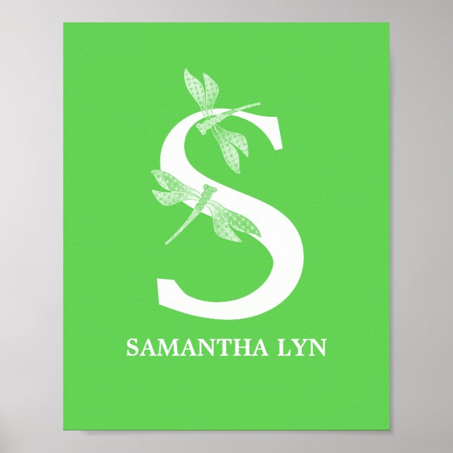 Póster Nombre de color personalizado Monograma Letra S Ar (Frente)