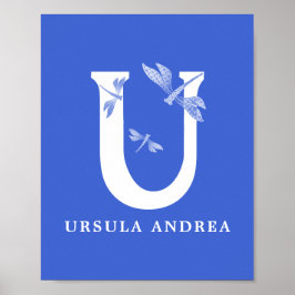 Póster Nombre de color personalizado Monograma Letra U Dr