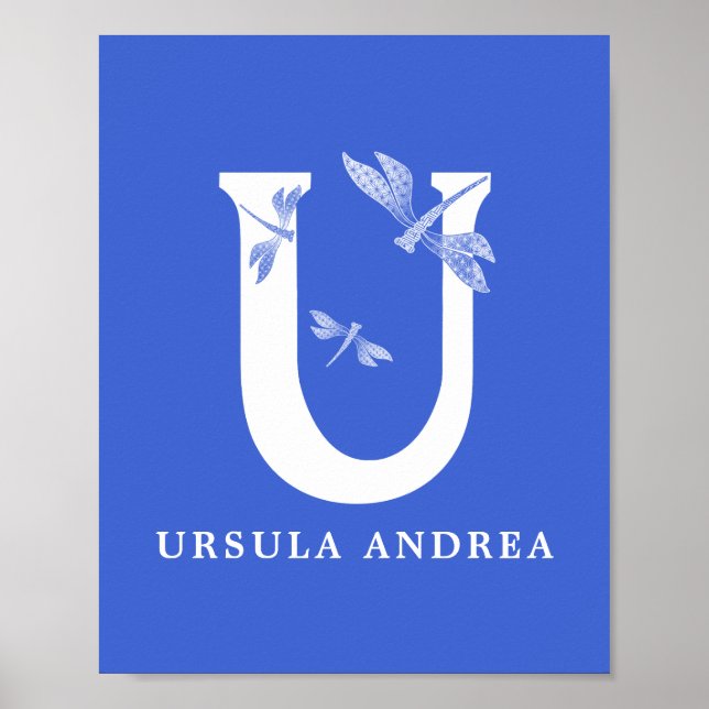 Póster Nombre de color personalizado Monograma Letra U Dr (Frente)