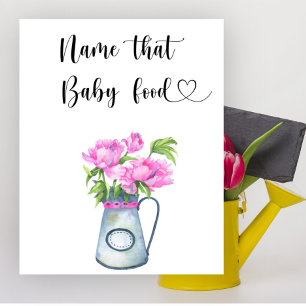 Póster Nombre de comida para bebé en baby shower floral