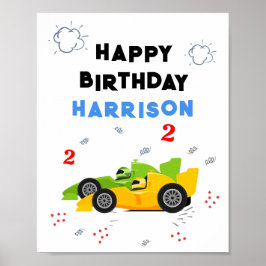 Póster Nombre de dos coches de Carreras de niños de segun