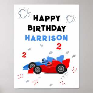 Póster Nombre de dos coches de Carreras de niños de segun
