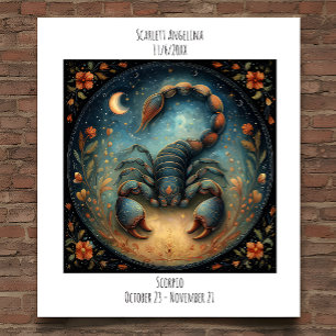 Póster Nombre de Escorpio Zodíaco Astrología y Cumpleaños