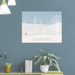 Póster Nombre de familia Bosque Encantado de Invierno