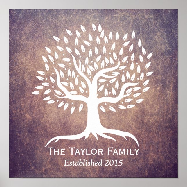 Póster Nombre de familia de árbol de la familia de la cos (Frente)