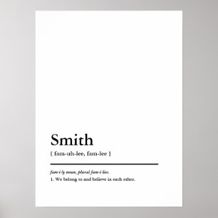 Póster Nombre de familia de personalizado y definición de