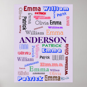 Póster Nombre de familia Deslumbrante Word Cloud
