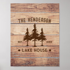 Póster Nombre de familia Lake House Pine Tree wood Person