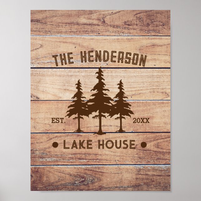 Póster Nombre de familia Lake House Pine Tree wood Person (Frente)