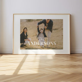 Póster Nombre de familia personalizado con foto minimalis