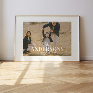 Póster Nombre de familia personalizado con foto minimalis