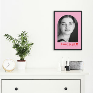 Póster Nombre de foto personalizado amor minimalista rosa