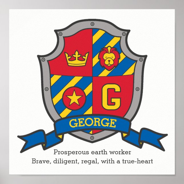 Póster Nombre de George boys que significa escudo heralís (Frente)