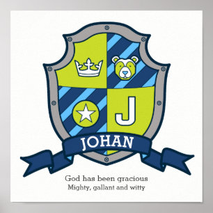 Póster Nombre de Johan que significa poster del escudo ve