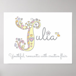 Póster Nombre de Julia y significado de doodle poster de