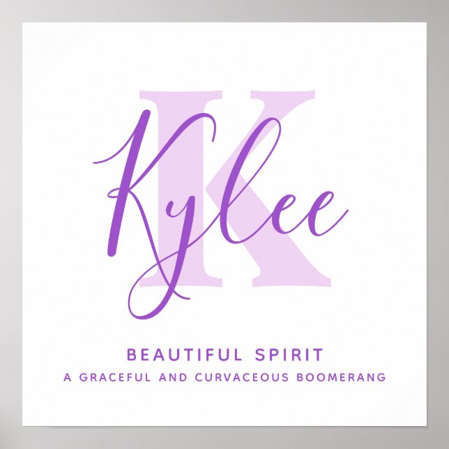 Póster Nombre de Kylee que significa texto morado persona (Frente)