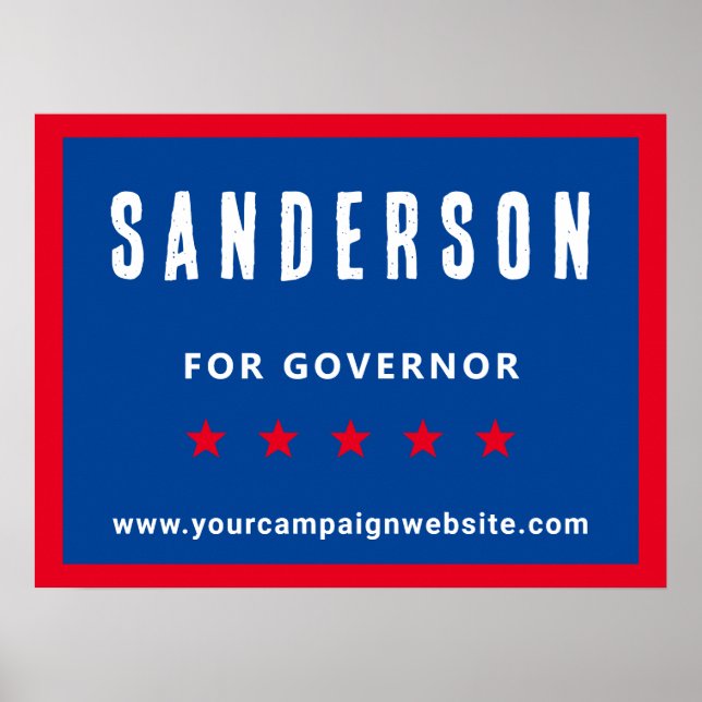 Póster Nombre de la campaña electoral política azul rojo (Frente)